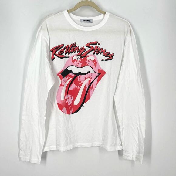 Daydreamer Rolling Stones Band Lick Crew Long Sleeve White Medium NWOT - Picture 2 of 7